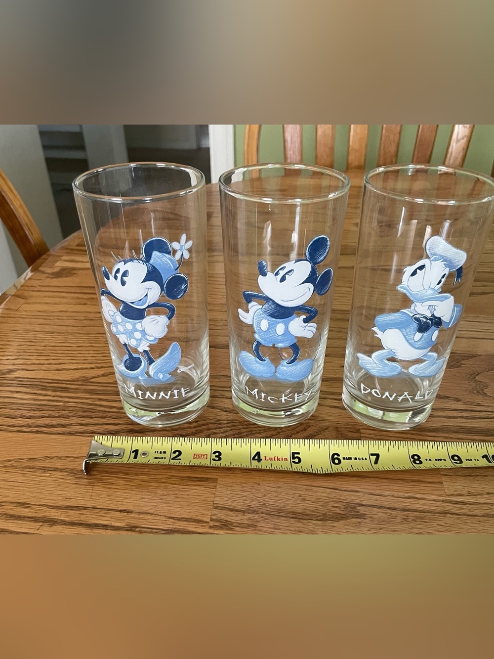 Disney Blue Mickey, Minnie & Donald Glass Tumbler Set